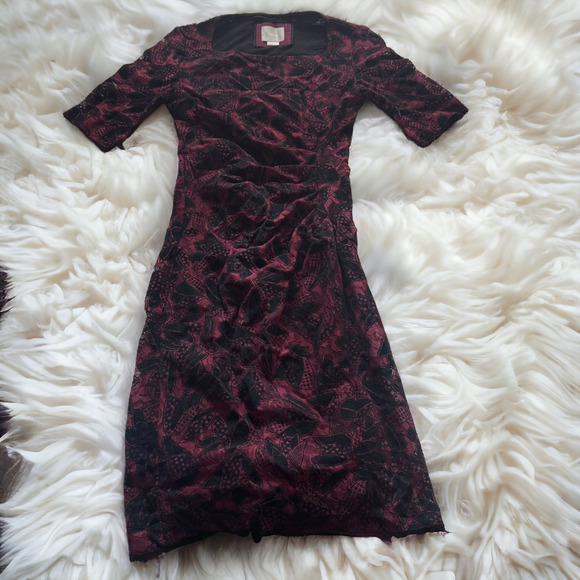 Anthropologie Maeve Elorn Black and Red Lace Dress - Picture 3 of 6